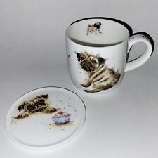 Royal Worcester Wrendale Designs by Hannah Dale Pug Love Mug with Lid