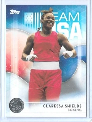 RARE 2016 TOPPS OLYMPIC CLARESSA "T-REX" SHIELDS "SILVER" ROOKIE BOXING CARD #2  - Image 1 of 2