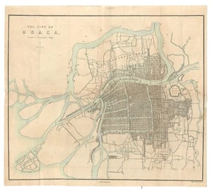 ORIGINAL 1863 Map of Osaka Japan. Free Shipping. - Picture 1 of 5