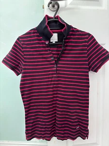 Musto Size 8 Women’s Polo Shirt red and black stripes - Picture 1 of 3