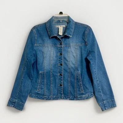A.M.I. Синяя джинсовая куртка с длинным рукавом с передними косыми карманами женский размер средний - Изображение 1 из 4