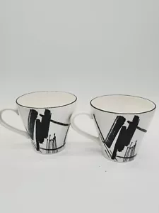 Pair of Sango Larry Laslo Calligraphy Teacups Set Of 2 - Picture 1 of 5