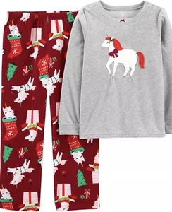 NWT carters unicorn pajamas 4 winter pjs christmas hanukkah holidays fleece top - Picture 1 of 6