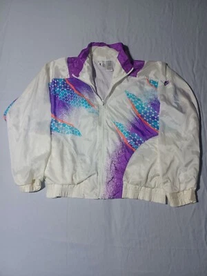 Chaqueta cortavientos Nike Swoosh vintage años 80 cremallera completa, etiqueta gris para mujer S M Foto 1 de 4