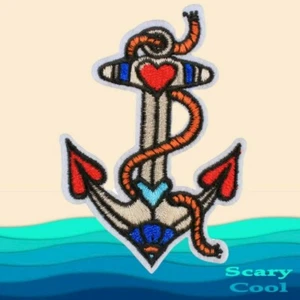 Neu Anker Tattoo Seemann Herz Gothic bestickt Biker Aufbügeln Aufnäher - Bild 1 von 3