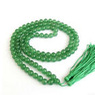 8mm Green jade Gemstone Mala Bracelet Tassel 108 Bead Bless Sutra Meditation