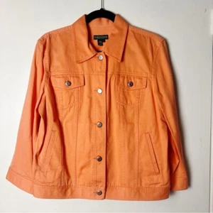 Lauren Jeans Co. - Women's Denim Jean Jacket 100% Cotton Sherbert Orange - Sz. L - Picture 1 of 5