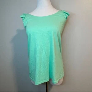Lilly Pulitzer Womens Size Large 100% Pima Cotton Glenda Cross Back Ruffle Tank - Picture 1 of 4