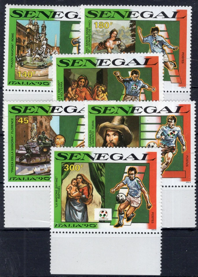 FÚTBOL CON TAZA 1990 - PINTURA, SENEGAL, JUEGO COMPLETO, MNH Foto 1 de 1
