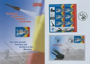 Rumänien 2016 Artillerie,Militär,Kanone,Flugabwehrrakete Mi7127,Bl.4,KB,FDC - Bild 1 von 12