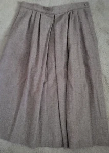 Vintage David Brooks Ltd Pleated Wool Lined Skirt w/pockets Size 12 Tan - Picture 1 of 6