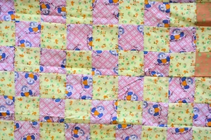 cotton machine pieced quilt top 4" squares 66x95" ready to finish - Picture 1 of 3
