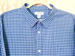 Calvin Klein Baumwolle Kaschmir Herren Indigoblau kariert Langarmshirt XXL - Bild 1 von 13