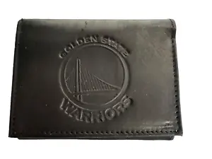 NBA Golden State Warriors Emboss Genuine Black Leather Wallet Bill Tri-Fold XMAS - Picture 1 of 6