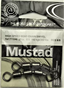 2 paquetes de 2 cadenas de cuentas de alta velocidad Mustad giratorias 771046 talla 6/0 352 libras prueba - Imagen 1 de 1