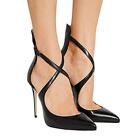 Fashion Women Pumps Pointed Toe Stiletto High Heels Cross Strap Shoes Size 4-15