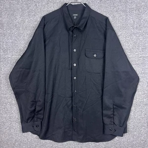 J Peterman Shirt Mens XL Black 100% Wool Button Down Long Sleeve Casual - Picture 1 of 8