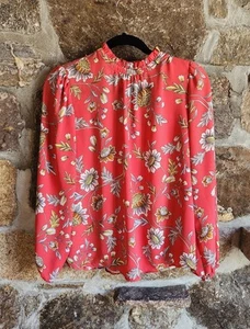 Loft Outlet Petite Melon Floral Top Ruffle Collar Size MP - Picture 1 of 14