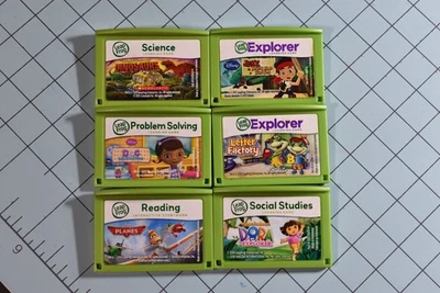 Lot of 6 Leap Frog LeapPad Explorer Learning Games Disney, Dora, Planes, Jake - Image 1 of 2