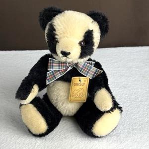 NEU mit Etikett! Vintage Grisly Germany Gelenk Mohair Plüsch Stofftier Panda Teddybär - Bild 1 von 9