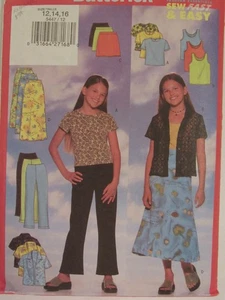 Easy OOP BUTTERICK 5447 Girls/Teens Shirt Tops Skirts & Pants  PATTERN 12-14-16 - Picture 1 of 4