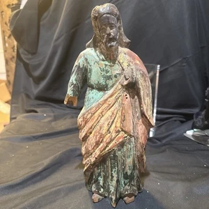 Antique 19th Century Latin Polychrome Painted Jesus Santos 12 In - Picture 1 of 19