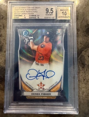Autógrafos Bowman Chrome Derek Fisher 2014 refractor de onda negra BGS 9,5 Foto 1 de 2