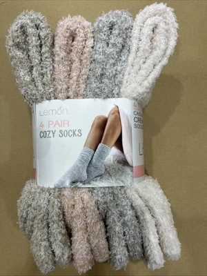4 pares de meias quentes difusas marca limão Cozy Crew femininas tamanho 5-9,5 - Imagem 1 de 3