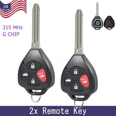 2 Llavero de coche con control remoto 4Btn para Toyota Corolla GQ4-29T G 2010-2013 Chip Foto 1 de 4