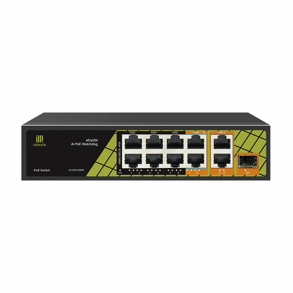 GENATA 11 Port Industrials Unmanaged PoE Switch with 2 Gigabit and SFP Uplink - Image 1 of 4