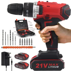 21V Cordless Hammer Drill Set Electric Impact Driver Screwdriver + 2 Battery UK - Picture 1 of 12