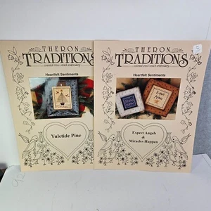 Theron Traditions Yuletide Pine Xmas Expect Angels Cross Stitch Patterns Lot 2 - Picture 1 of 7