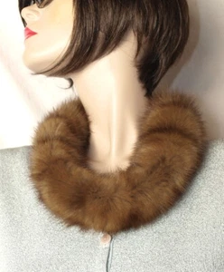 Fur Sable Scarf Loop Boa Collar Fur Chain Collar Coat Trim Camel Brown - Picture 1 of 4