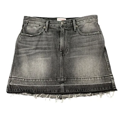 Frame Skirt Womens 27 Faded Black Denim Rigid Re Release Le High Mini Raw Hem - Image 1 of 4
