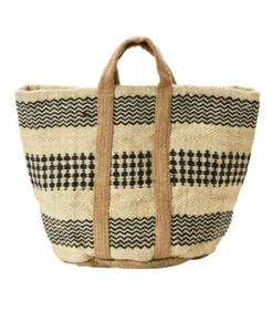 Gewebte Jute Tasche mit Innenfutter rost gestreift - Bild 1 von 9