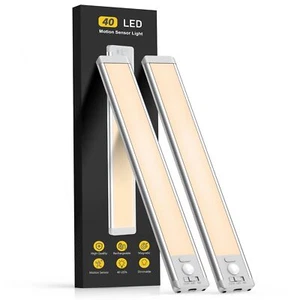 Under Cabinet Lights, 40 LED Rechargeable Motion Sensor Light Indoor, 2 Pack - Picture 1 of 7