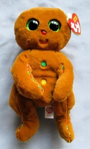 CRISPIN The Gingerbread Man - TY 6" OJOS BRILLANTES Gorro Vientres/Boo NUEVO Y COMO NUEVO - Imagen 1 de 1