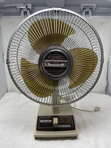 Vintage panasonic 5 way oscillating table Floor fan tan brown F-1208C - Picture 1 of 8