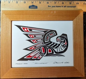 Clarence A Wells First Nations Artist THUNDERBIRD Painted Wooden Box Tribal 10x8 - Picture 1 of 15