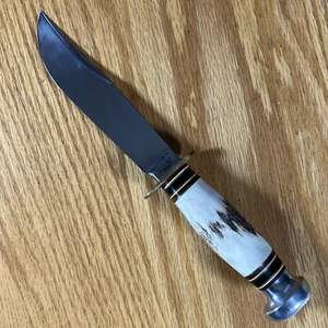 Marbles Ideal Knife 5" Hunter Knife Stag Handle Gladstone MI Antique Vintage - Picture 1 of 22