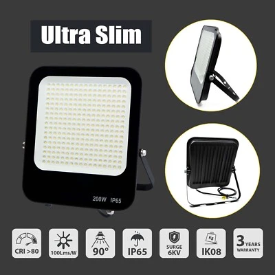 G.W.S LED Ultra Slim LED Outdoor Floodlight IP65 Waterproof Security Light 30W-500W 6000K
