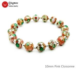 Fashion 10mm Round Pink Cloisonne Bracelet for Women Jewelry China Feature br466 - Picture 1 of 7