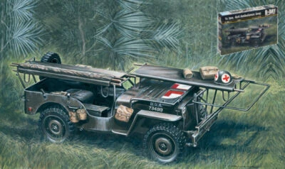 KIT MODELLINO MILITARE ITALERI AMBULANCE JEEP 1/4 TON 4X4 MODELLISMO SCALA 1/35 - Immagine 1 di 4