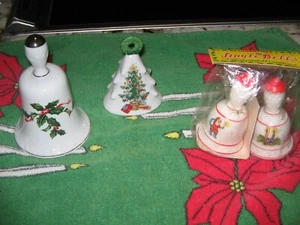 Vintage Lefton Holly Bell, Tree Shaped Bell Christmas Beautiful + NOS Brinn"s 4 - Picture 1 of 12