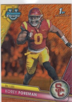 2023 Bowman Chrome Korey Foreman Orange Shimmer Refractor /25 1st Chrome USC {ZA - Image 1 of 2