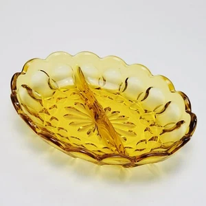Vintage Anchor Hocking Divided Relish Tray Fairfield Amber USA Made Retro Glass - Picture 1 of 10