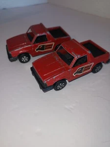 2 TOOTSIE TOYS VINTAGE Red Subaru “BRAT” Pick-up Truck 1980’s Eagle On Doors - Picture 1 of 6
