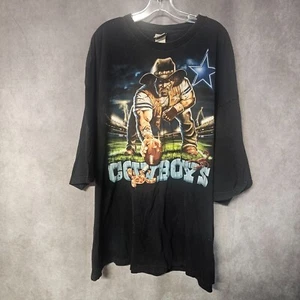 Rare Vintage 90s Liquid Blue NFL Dallas Cowboys Big Logo Black Shirt Mens 5XL - Picture 1 of 8