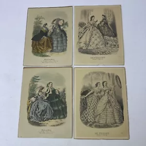 "Lote de 4 impresiones Le Follet Miroir des Modes Copyright 1948 EE. UU. 8"" por 6"" victoriano" - Imagen 1 de 9