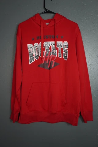 NBA Houston Rockets Mens Red And Black Pull Over Hoodie Sweater Size Large Cover